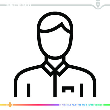 Editable line icon of human resources as a customizable black stroke eps vector graphic.