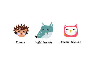 forest animals in scandinavian style - vector illustration 