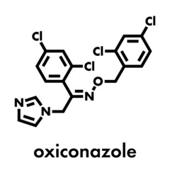 Oxiconazole antifungal drug molecule. Skeletal formula.