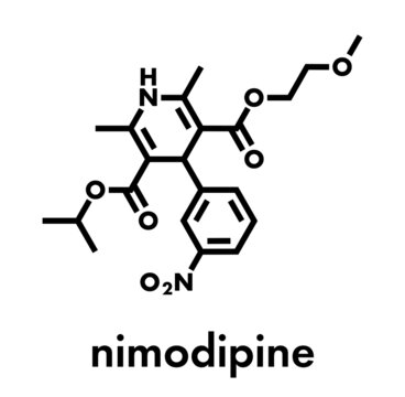 Nimodipine Vasospasm Drug Molecule. Skeletal Formula.