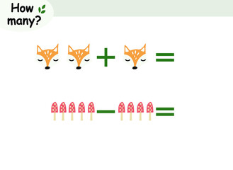 mathematical examples of addition and subtraction. educational page for children.