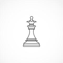 queen chess piece line icon. Chess icon on white background