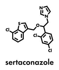 Fototapeta premium Sertaconazole antifungal drug molecule. Skeletal formula.