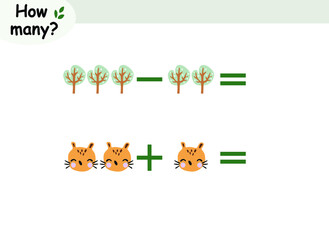 mathematical examples of addition and subtraction. educational page for children.