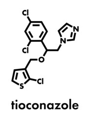 Tioconazole antifungal drug molecule. Skeletal formula.