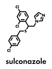 Sulconazole antifungal drug molecule. Skeletal formula.