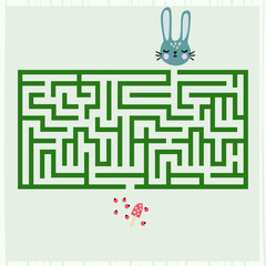 Maze with forest animals . Find right way. Kids mini game for development.