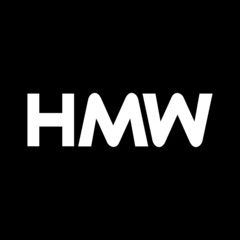 HMW letter logo design with black background in illustrator, vector logo modern alphabet font overlap style. calligraphy designs for logo, Poster, Invitation, etc.