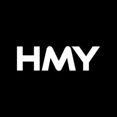 HMY letter logo design with black background in illustrator, vector logo modern alphabet font overlap style. calligraphy designs for logo, Poster, Invitation, etc.