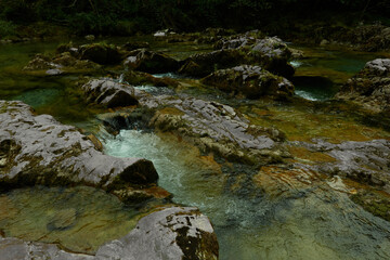 Senda De La Hoya De San Vicente across the Dobra River in the Ponga Natural Park in Asturias. Spain