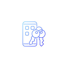 Password management app gradient linear vector icon. Mobile phone safety. Secure smartphone. Password management. Thin line color symbol. Modern style pictogram. Vector isolated outline drawing