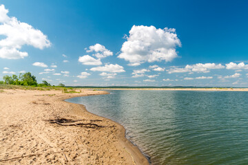 Sandy beach on Nature reserve Mewia Lacha on Baltic Sea on Sobieszewo island, Poland.