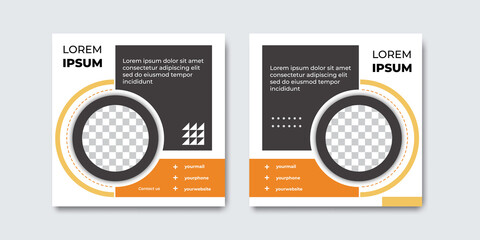 Modern creative webinar social media post templates with black and orange color concept design. Suitable for online marketing promotion banner, webinar, seminar, flyer, ads, etc.