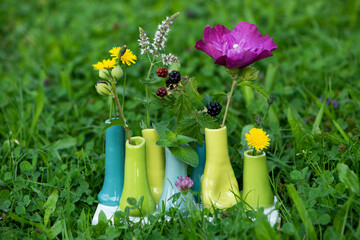 Small vases with blossoms