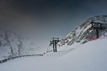 Soelden ski resort at an altitude of about 2500 meters - obrazy, fototapety, plakaty