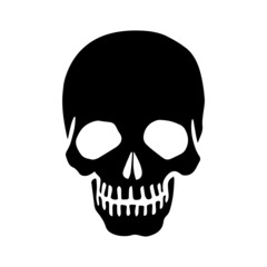 The skull icon. Black silhouette of a human skull. Vector illustration isolated on a white background for design and web.