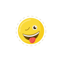 wink show tongue colorful emoticon flat icon