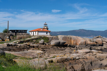 Punta Cabalo lighthouse in Illa de Arousa, Galicia, Spain