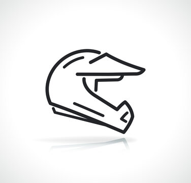 motocross helmet thin line icon