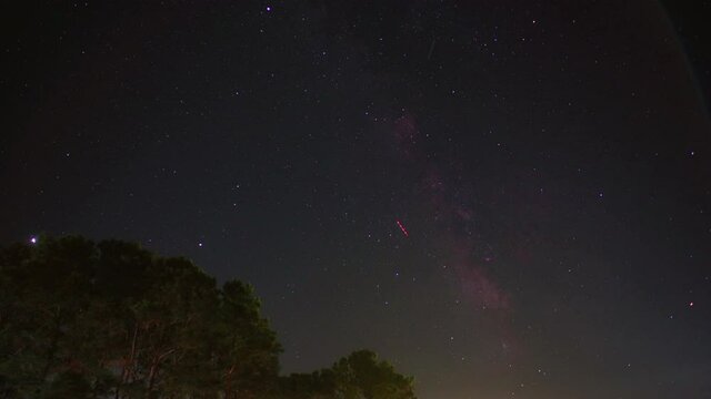 Milky Way rising on night sky, time lapse