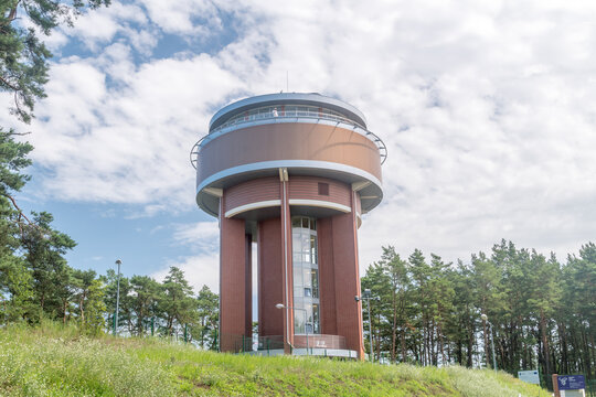 Gdansk, Poland - July 15, 2021: Sumer view on Kazimierz water tower in Sobieszewo island.