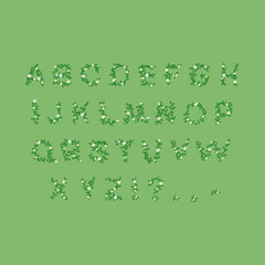Floral Alphabet. Cute hand drawn spring letters 
plants with flowers