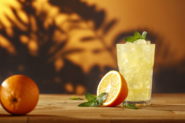 Desk of free space and orange fruits 