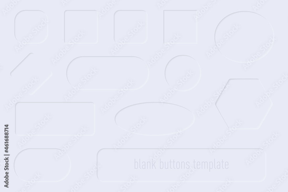 Fototapete Blank web buttons template collection with shadow in gray