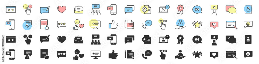 Poster feedback excellent icons collection in two different styles