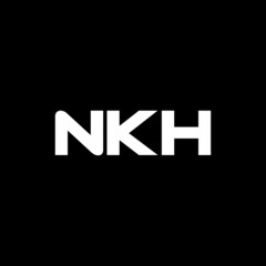NKH letter logo design with black background in illustrator, vector logo modern alphabet font overlap style. calligraphy designs for logo, Poster, Invitation, etc.