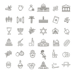 Country Israel travel vacation icons set