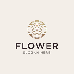 Luxury flower outline logo template