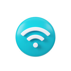 Wi-fi sign 3d render. Interface button isolated on white.
