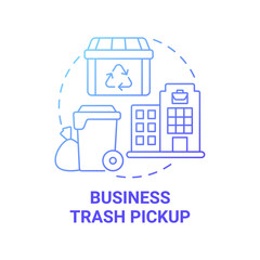 Fototapeta premium Business trash pickup blue gradient concept icon. Waste management abstract idea thin line illustration. Commercial rubbish collection and disposal. Vector isolated outline color drawing