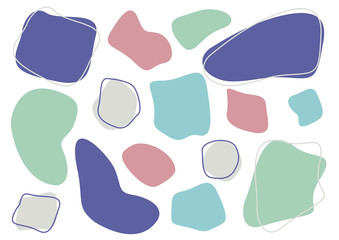 A set of abstract colored spots and shapes. Elements for graphic design. Template for the background. Vector