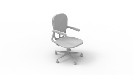 3D rendering of an office armchair sitting worker working furniture. Isolated on white background.