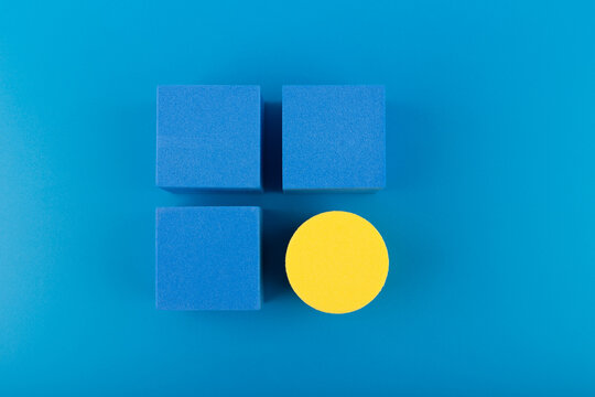 Concept of individuality and being different from others in blue colors