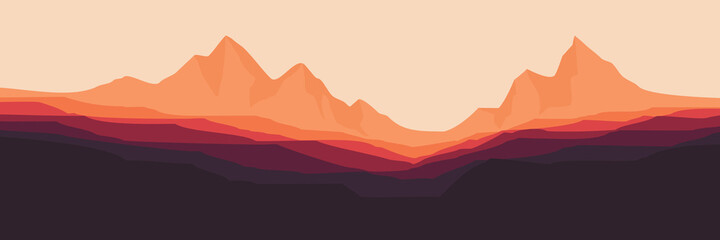 mountain sunrise morning landscape vector illustration design for wallpaper design, design template, background template, and tourism design template	