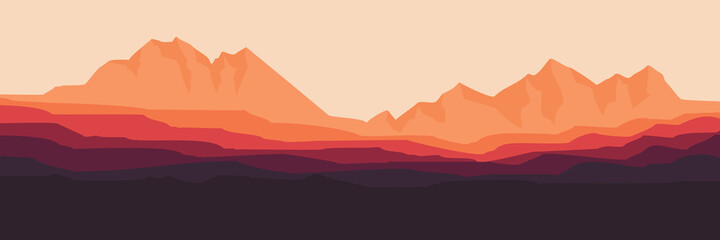 mountain sunrise morning landscape vector illustration design for wallpaper design, design template, background template, and tourism design template	