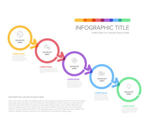 Minimalistic five steps diagonal elements template with circles