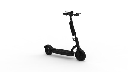 3D rendering of a sustainable electric scooter mobility transporation vehicle isolated on white background.