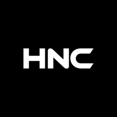 HNC letter logo design with black background in illustrator, vector logo modern alphabet font overlap style. calligraphy designs for logo, Poster, Invitation, etc.