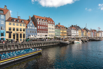 Obraz premium Nyhaven, Famous street in Copenhagen Denmark, 3 September 2021