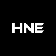 HNE letter logo design with black background in illustrator, vector logo modern alphabet font overlap style. calligraphy designs for logo, Poster, Invitation, etc.