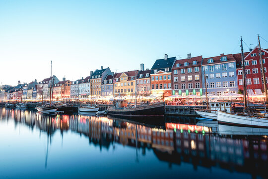 Nyhaven, Famous street in Copenhagen Denmark, 3 September 2021