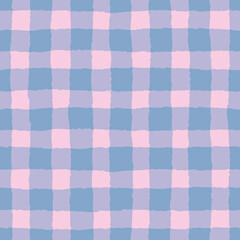 Vector blue checkered pink seamless pattern