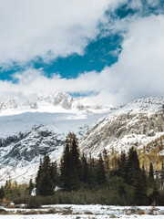 snow covered mountains