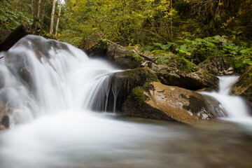 waterfall on an autumn day in the mountains