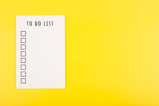 To do list concept in bright yellow color with copy space