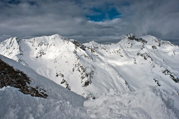 Soelden ski resort at an altitude of about 3000 meters - obrazy, fototapety, plakaty